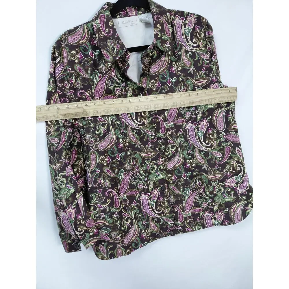 Studio Works Multicolor Paisley Button-Up Shirt Women Size PL